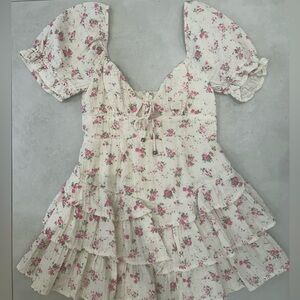 Olivaceous Cream Floral Mini Dress